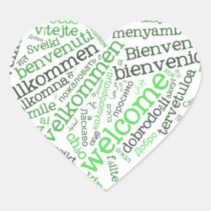 Wordcloud WELCOME Heart Pegatina