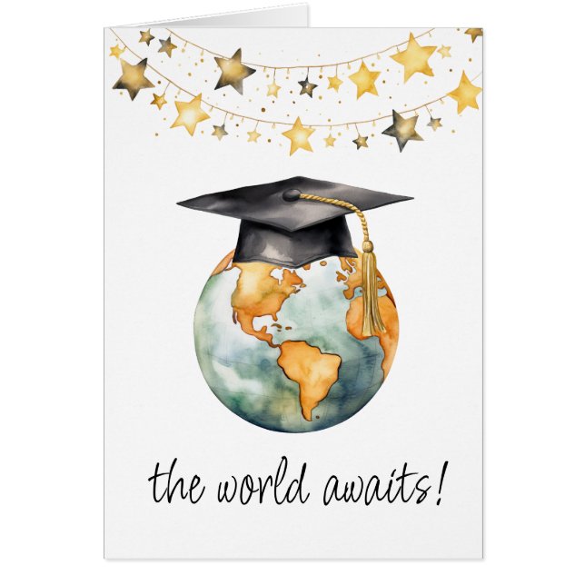 World Awaits Congratulations Graduate Greeting  (Frente)