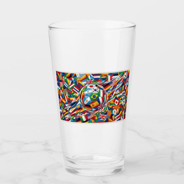 World Cup 2026 Nations Flag Soccer Ball Glass Mug (Anverso)