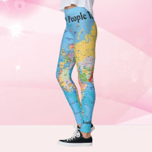 World Map Leggings TU NOMBRE Pants S to XL
