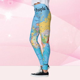 World Map Leggings TU NOMBRE Pants S to XL