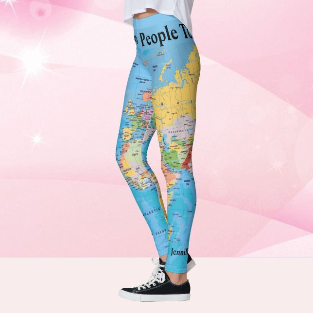 World Map Leggings TU NOMBRE Pants S to XL (Subido por el creador)