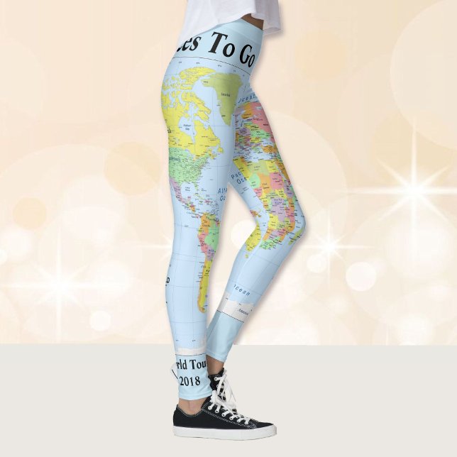 World Map Leggings TU NOMBRE Pants S to XL (Subido por el creador)