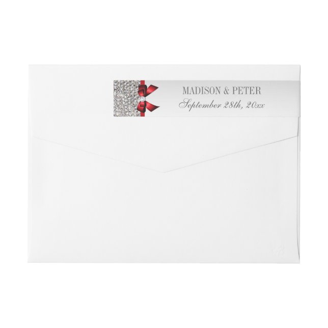 Wraparound Boda de las secuelas de plata rojo Bow (Reverso)