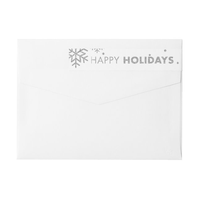 Wraparound Happy Holidays Address Label Silver (Reverso)