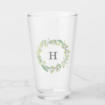 Wreath and Monograma de la vegetación acuarela