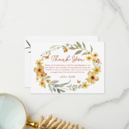 Wreath Boho Wildflowers Tarjeta de agradecimiento 