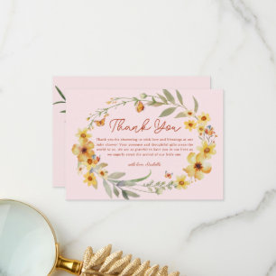 Wreath Boho Wildflowers Tarjeta de agradecimiento 