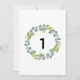 Wreath Botanical Wedding Table Number