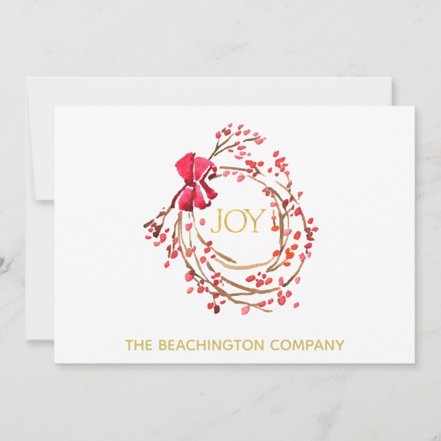 *~* Wreath Corporate JOY tarjeta de vacaciones de  (Anverso)