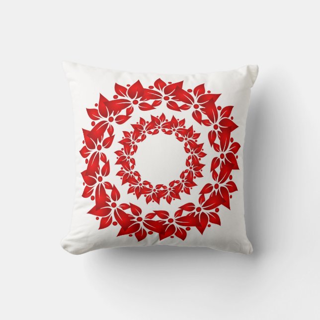 Wreath de almohada de vacaciones de poinsettia (Anverso)