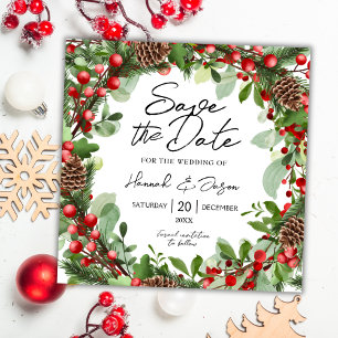 Wreath de Berries Rojas Boda De Invierno Guardar