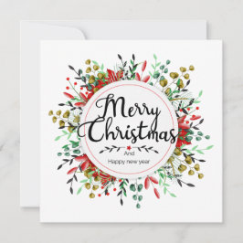 Wreath de flor de tarjeta de Navidades cuadrados