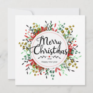 Wreath de flor de tarjeta de Navidades cuadrados