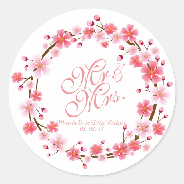 Wreath de flores de cerezo personalizadas | Sello  (Anverso)