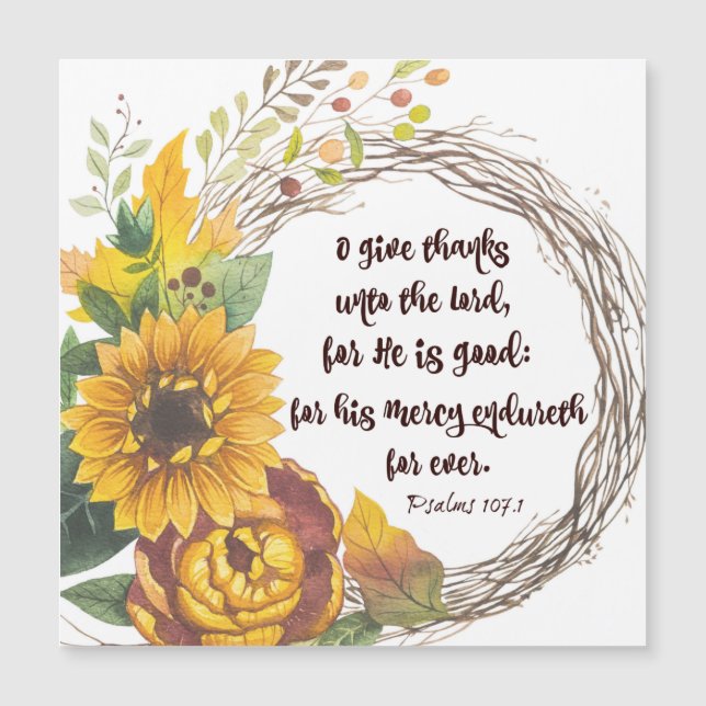 Wreath de girasol: Gracias Verse la Biblia de los  (Anverso)
