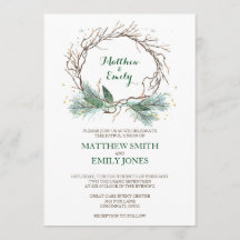 Wreath de invierno de la invitación a la boda