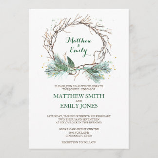 Wreath de invierno de la invitación a la boda