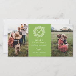 Wreath de invierno Monograma vacaciones 2 Tarjeta