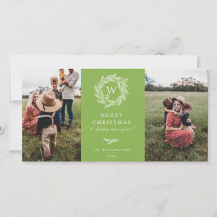 Wreath de invierno Monograma vacaciones 2 Tarjeta 