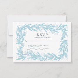 Wreath de invierno sobre la tarjeta RSVP de la bod