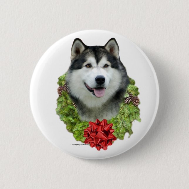 Wreath de Malamute de Alaskan - Botón (Anverso)