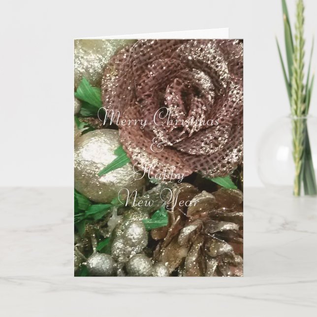 Wreath de Navidades de Golden Brown, tarjeta de sa (Anverso)