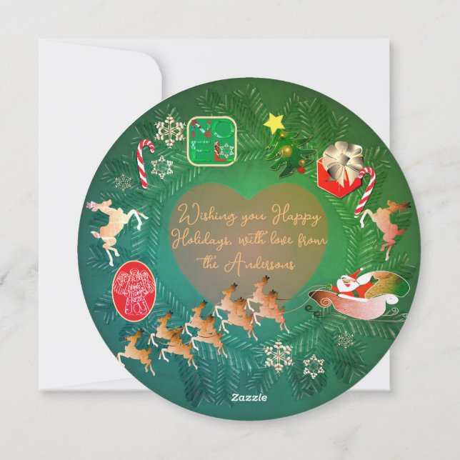 Wreath de navidades + tarjeta de vacaciones plana  (Reverso)