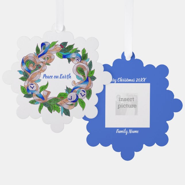 Wreath de tarjeta de ornamento de papel (Anverso/Reverso)