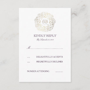 Wreath floral de oro Tarjetas RSVP de Plum Text