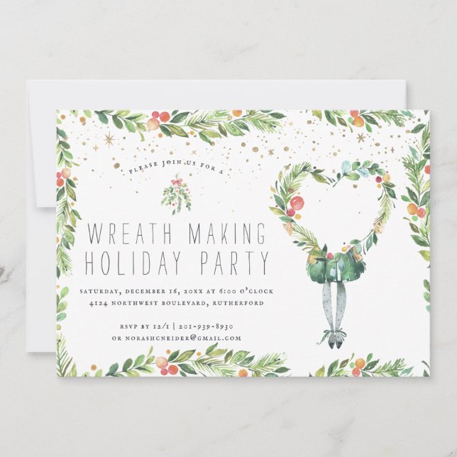 Wreath Making | Invitación para fiestas de vacacio (Anverso)