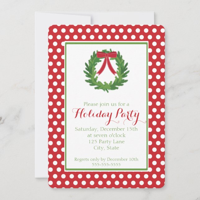 Wreath navidades, invitación a vacaciones de Punto (Anverso)