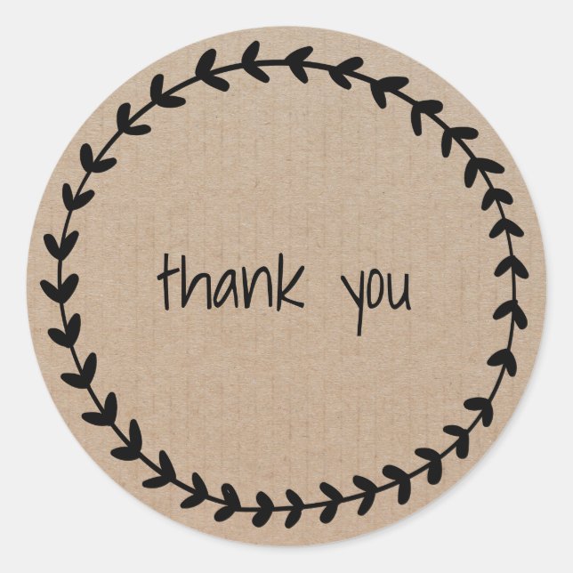 Wreath rústica casera Gracias etiqueta (Anverso)