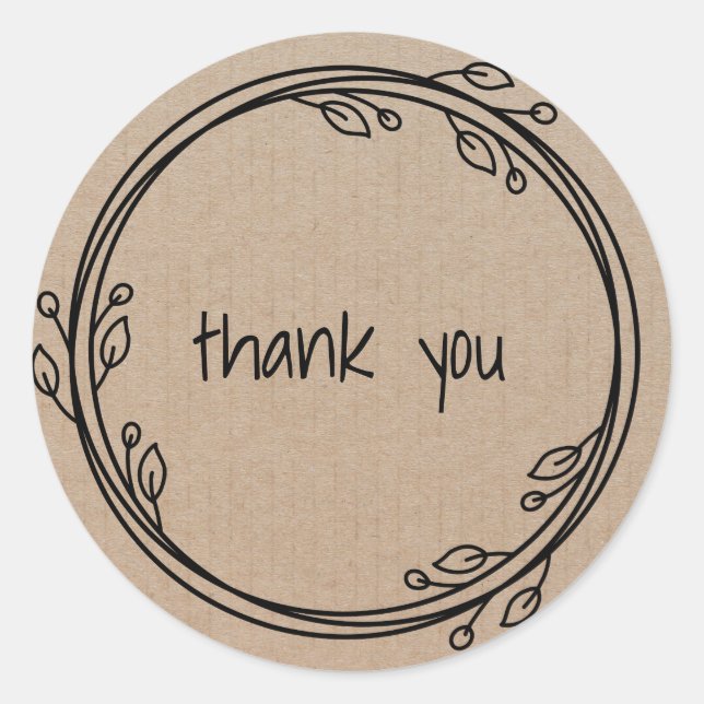 Wreath rústica casera Gracias etiqueta (Anverso)