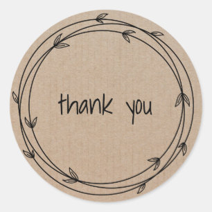 Wreath rústica casera Gracias etiqueta