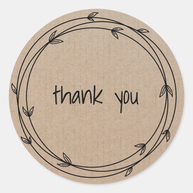 Wreath rústica casera Gracias etiqueta (Anverso)