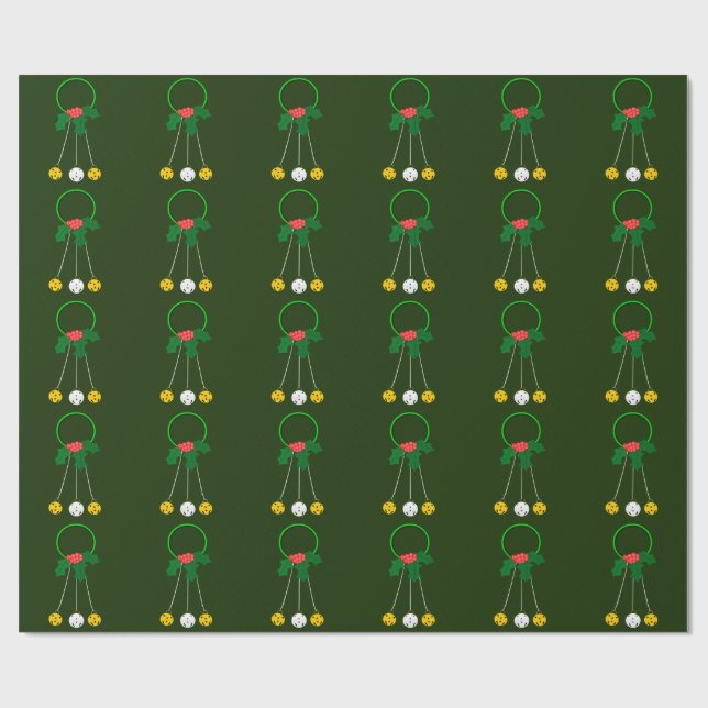 Wreath verde y Jingle Bells Papel de envolvimiento (Superficie plana)