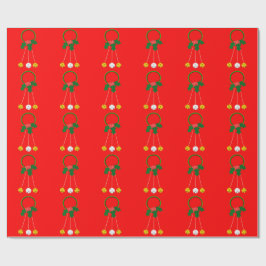 Wreath verde y jingle Bells papel rojo envolvimien