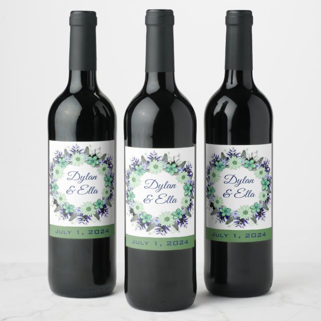 Wreath Wedding Flowers Pegatina de arreglos floral (Botellas)