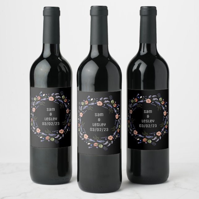 Wreath Wedding Flowers Pegatina de arreglos floral (Botellas)