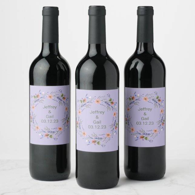 Wreath Wedding Flowers Pegatina de arreglos floral (Botellas)