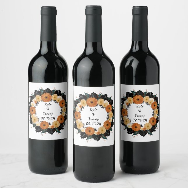 Wreath Wedding Flowers Pegatina de arreglos floral (Botellas)