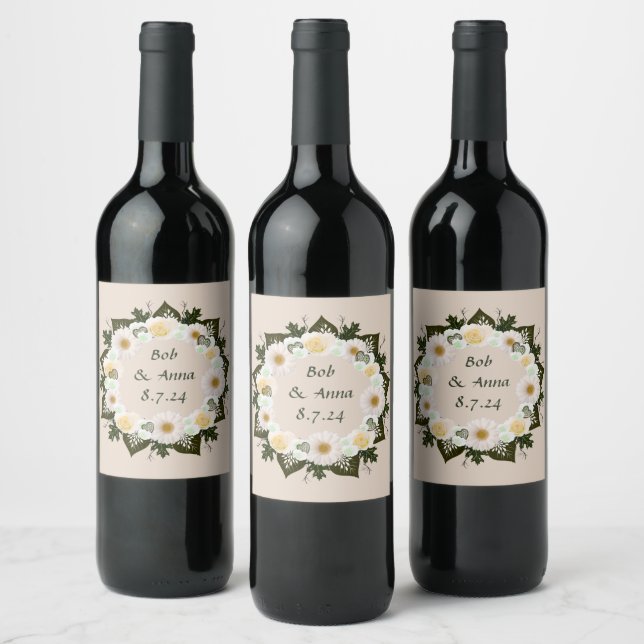 Wreath Wedding Flowers Pegatina de arreglos floral (Botellas)