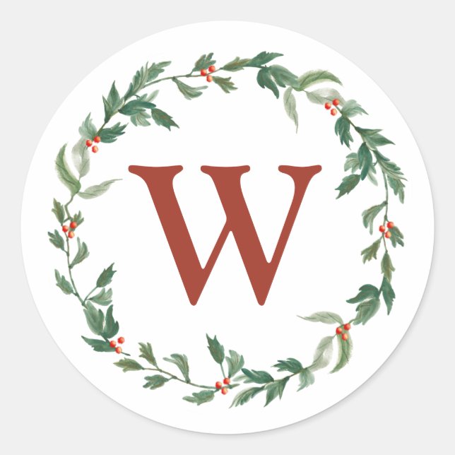 Wreath y Monograma Sello para sobres inicial (Anverso)