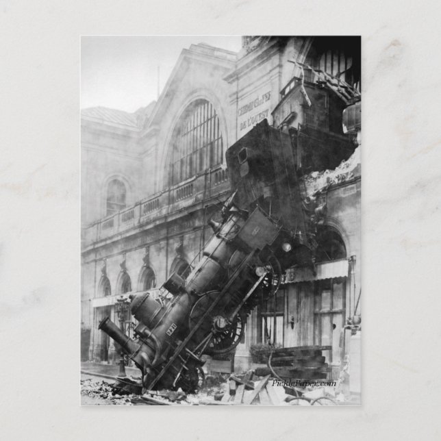 Wreck de tren en la postal Montparnasse (Anverso)