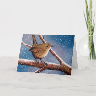 Wren en invierno: Ilustraciones: Tarjeta de nota