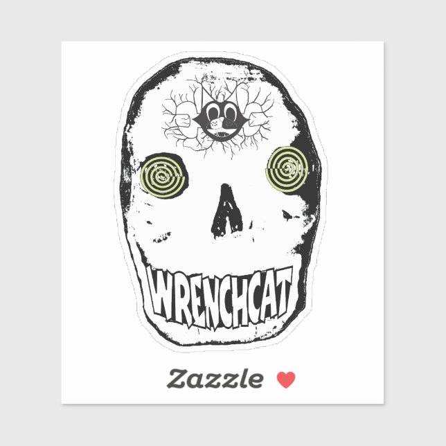 Wrenchcat Skully Pegatina (Hoja)