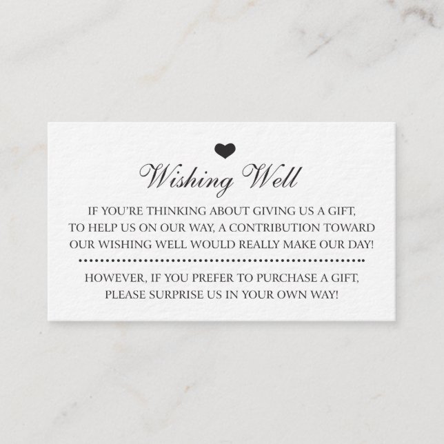 Wshing Well Wedding Invitación Insertar tarjeta (Anverso)