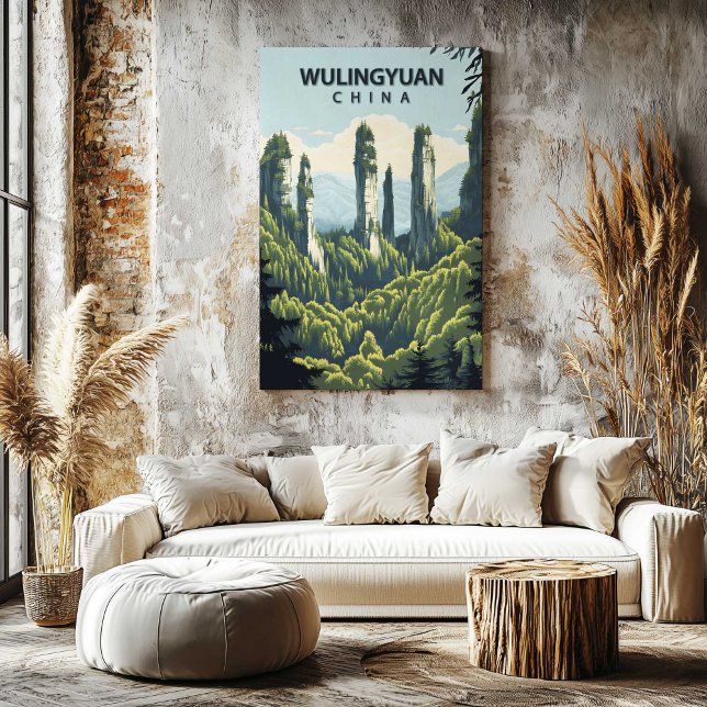 Wulingyuan China Impresión en Lienzo Arte de Póste (Wulingyuan China Canvas Print Travel Poster Art by TinkPrints
)