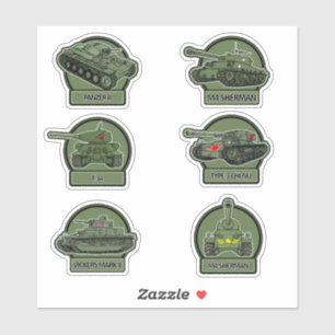 WW2 Pegatinas de tanques militares - Verde oliva